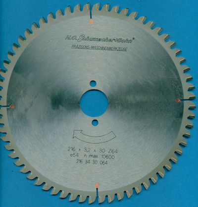 H.O. Schumacher+Sohn Hartmetallbestücktes Kreissägeblatt NE-negativ Ø 216 mm, Bohrung 30 mm