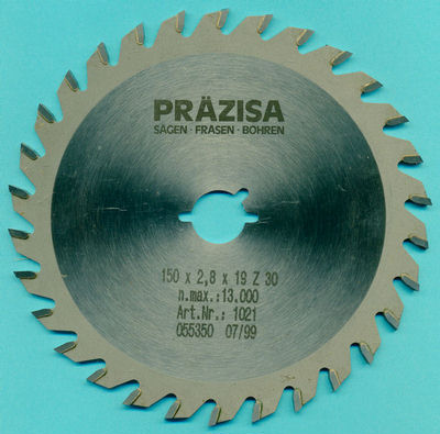 PRÄZISA Jännsch Hartmetall-Kreissägeblatt Type W Wechselzahn mittel, Ø 150 mm, Bohrung 19 mm