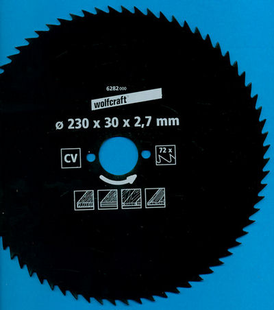 wolfcraft Serie blau Handkreissägeblatt CV mit Antihaft-Beschichtung, Ø 230 mm, Bohrung 30 mm