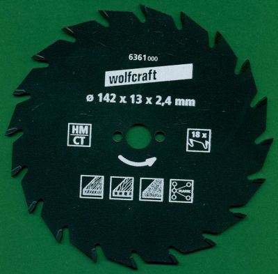 wolfcraft Serie grün Handkreissägeblatt HM Wechselzahn antihaftbeschichtet, Ø 142 mm, Bohrung 13 mm