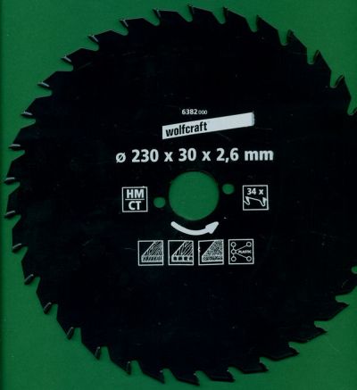 wolfcraft Serie grün Handkreissägeblatt HM Wechselzahn antihaftbeschichtet, Ø 230 mm, Bohrung 30 mm